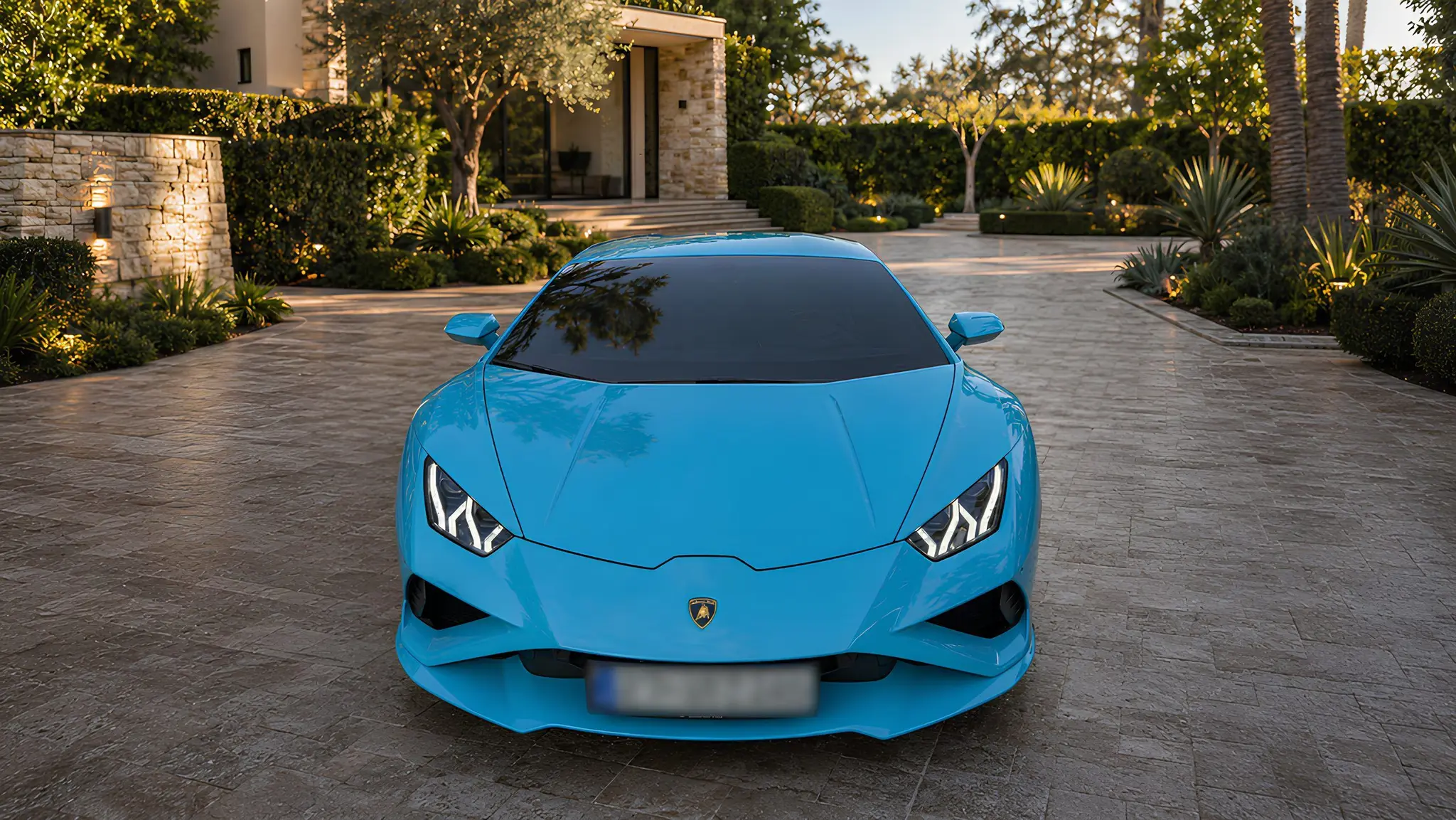 Lamborghini Huracán EVO bleu clair, vue de face