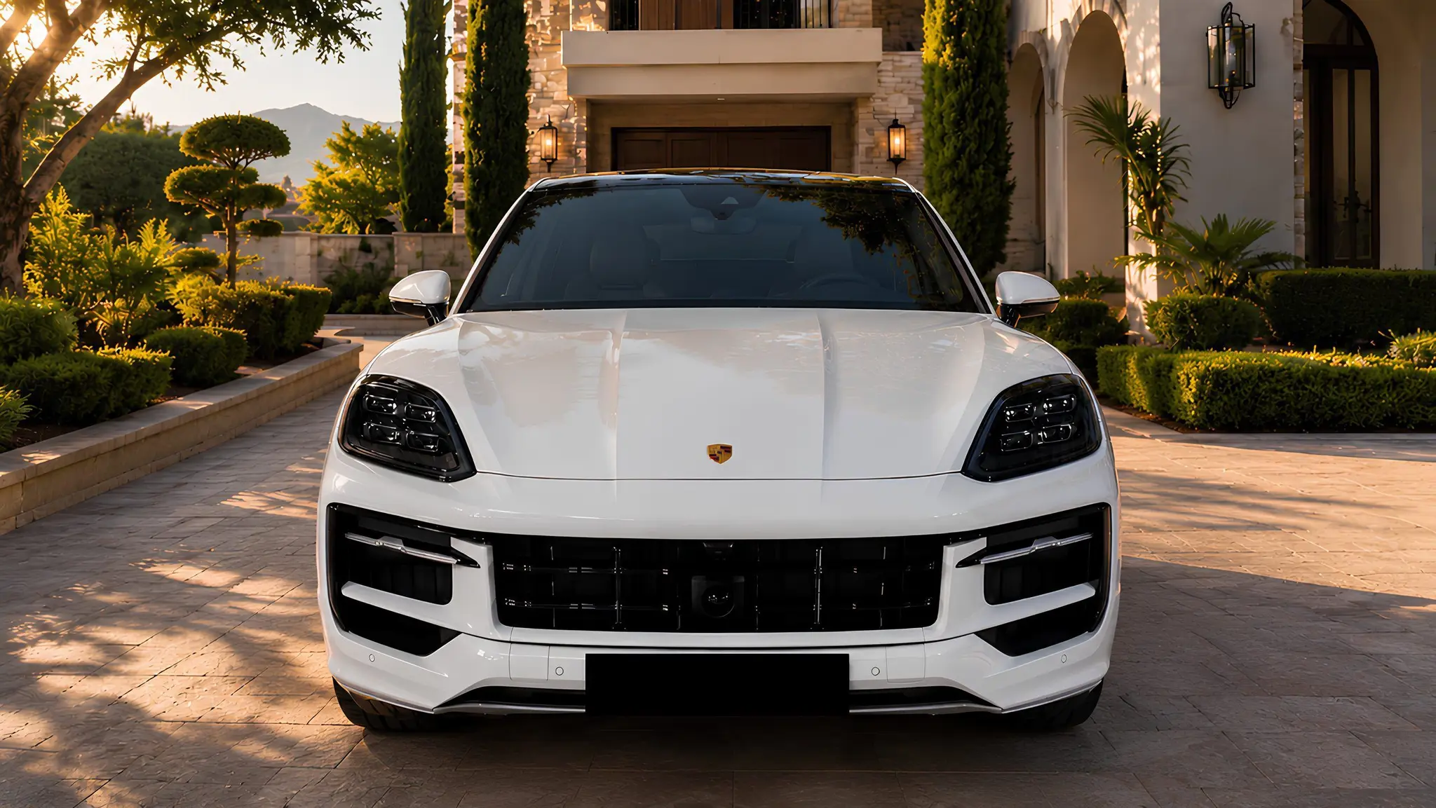 Porsche Cayenne GTS Coupé blanc, vue de face